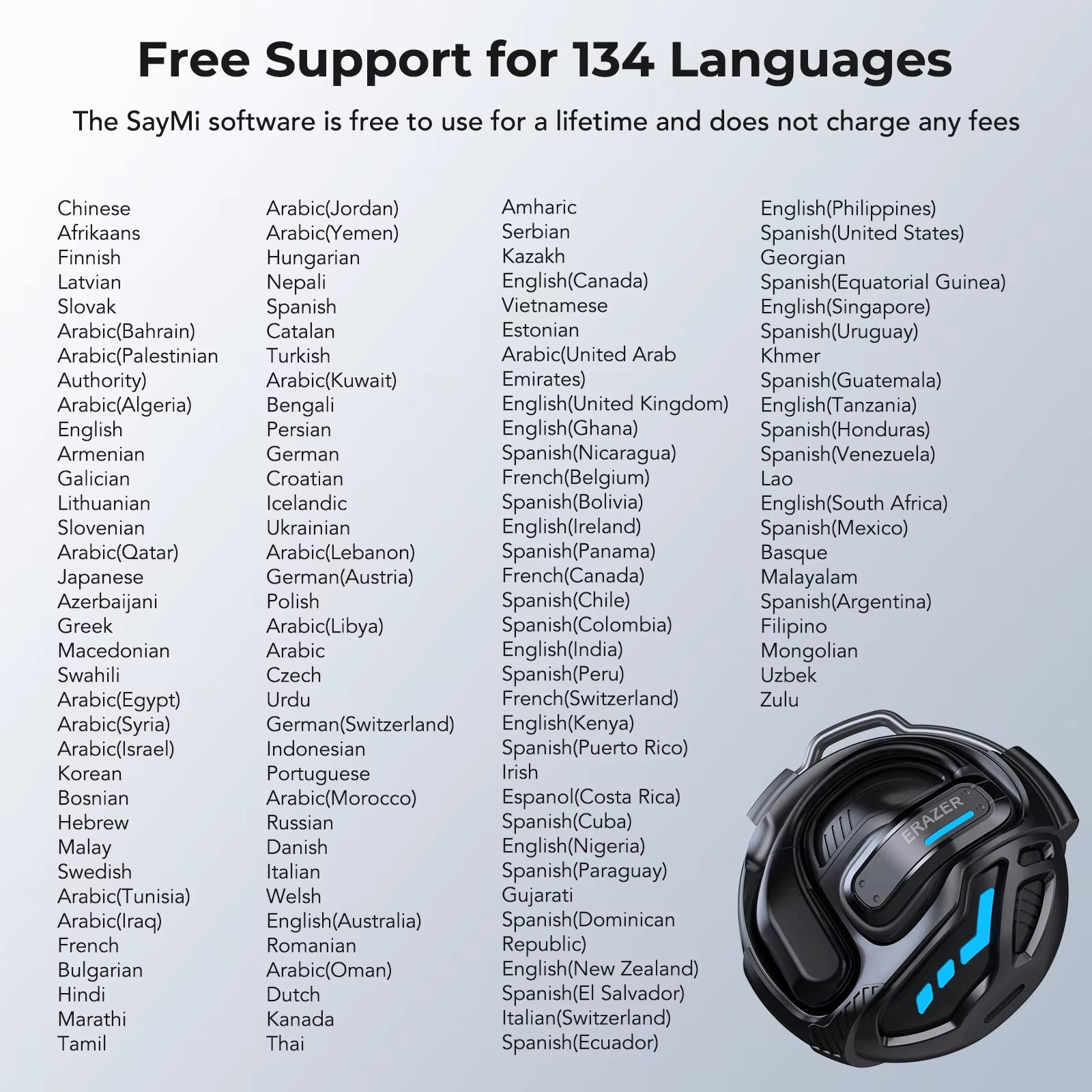 ERAZER X8 AI Translator Earbuds Gaming Bluetooth 5.4 Wireless Headphones Low latency HD Call Earphones with Mic Waterproof