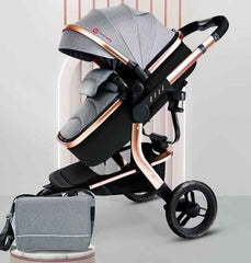 HunyHuny 3-in-1 Premium Baby Stroller System - Luxury Travel Pram with Bassinet